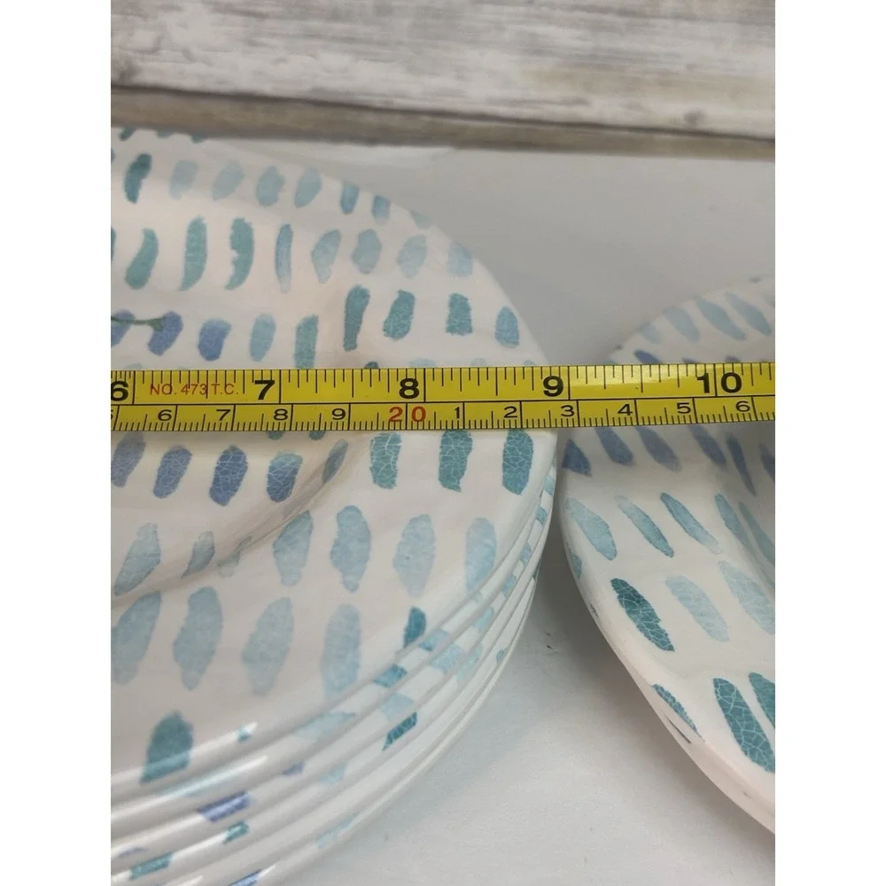 10 Pc Coastal Nautical Melamine Plate Set Seahorse Theme by tag Living